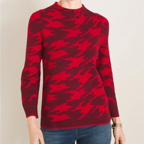 Chico's Sweaters - Red Camo Chico’s Mock Neck Sweater